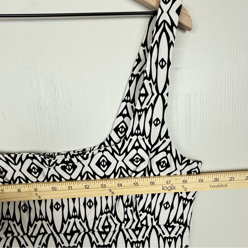 Anthropologie Dress Womens XL Blythe Black White Square Neck Tiered Midi - Picture 11 of 14